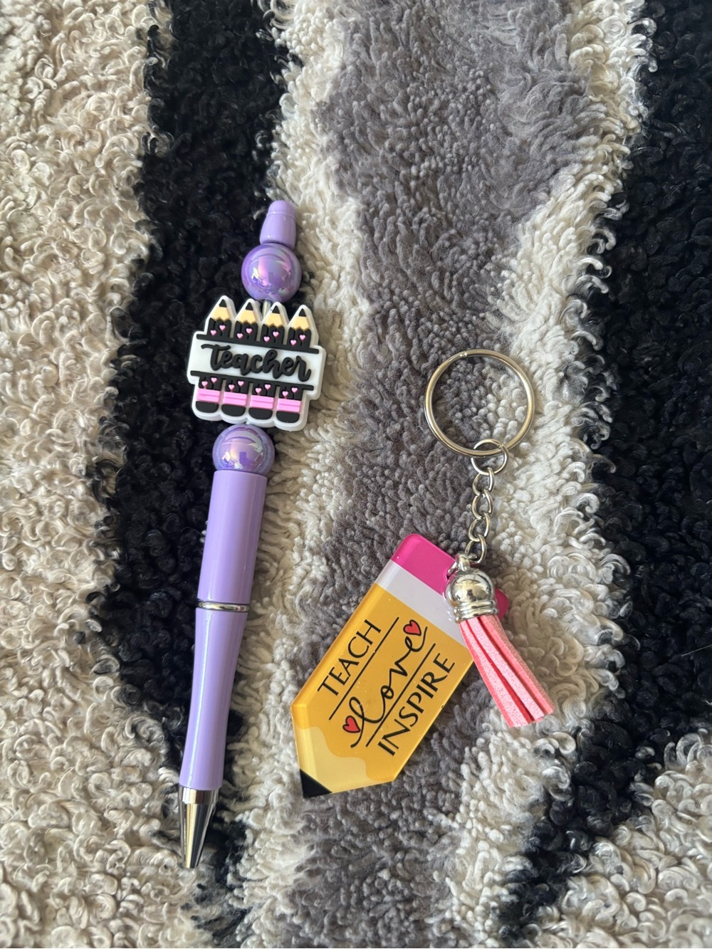 Teacher Gift Beaded Pen with Keychain